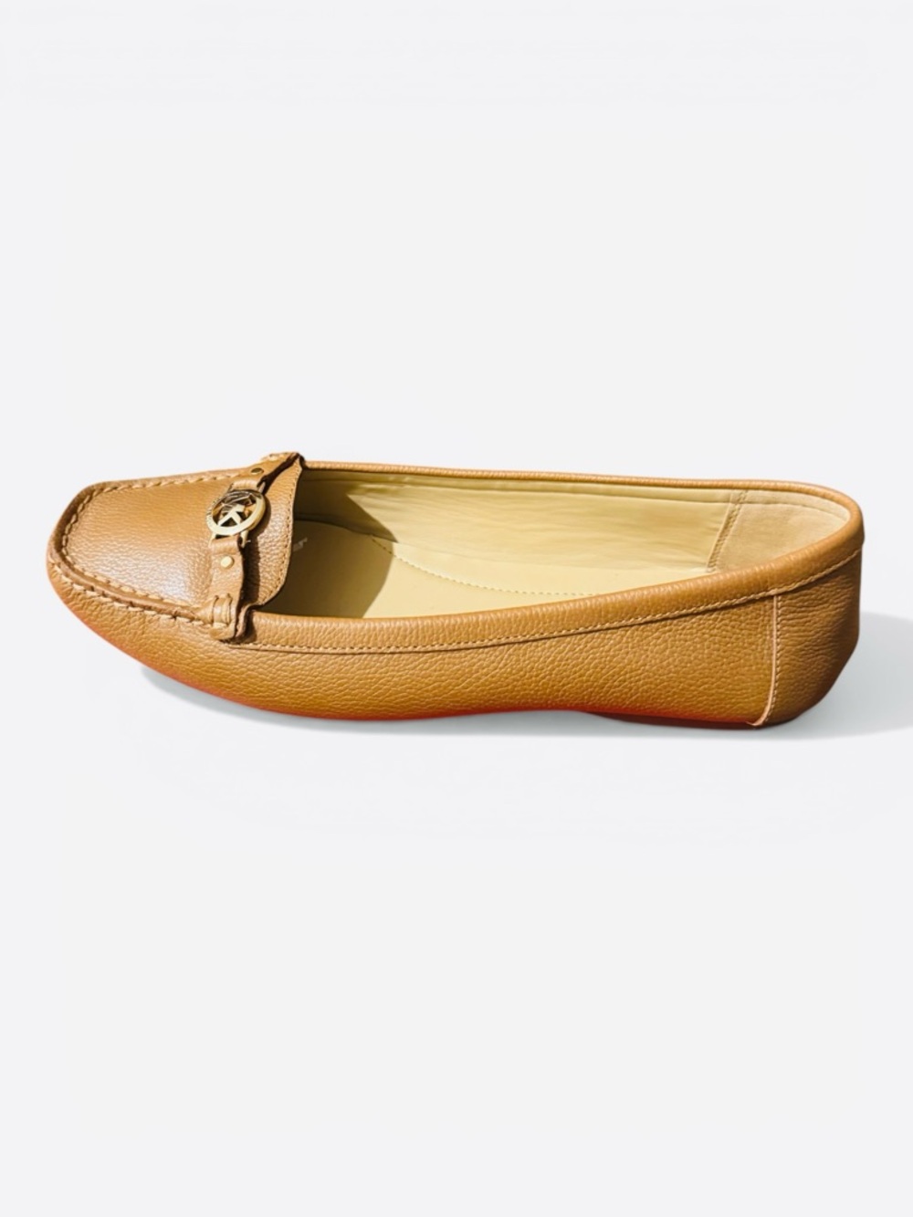 Michael Kors May Tan Leather Gold Logo Moccasins - Picture 7 of 9